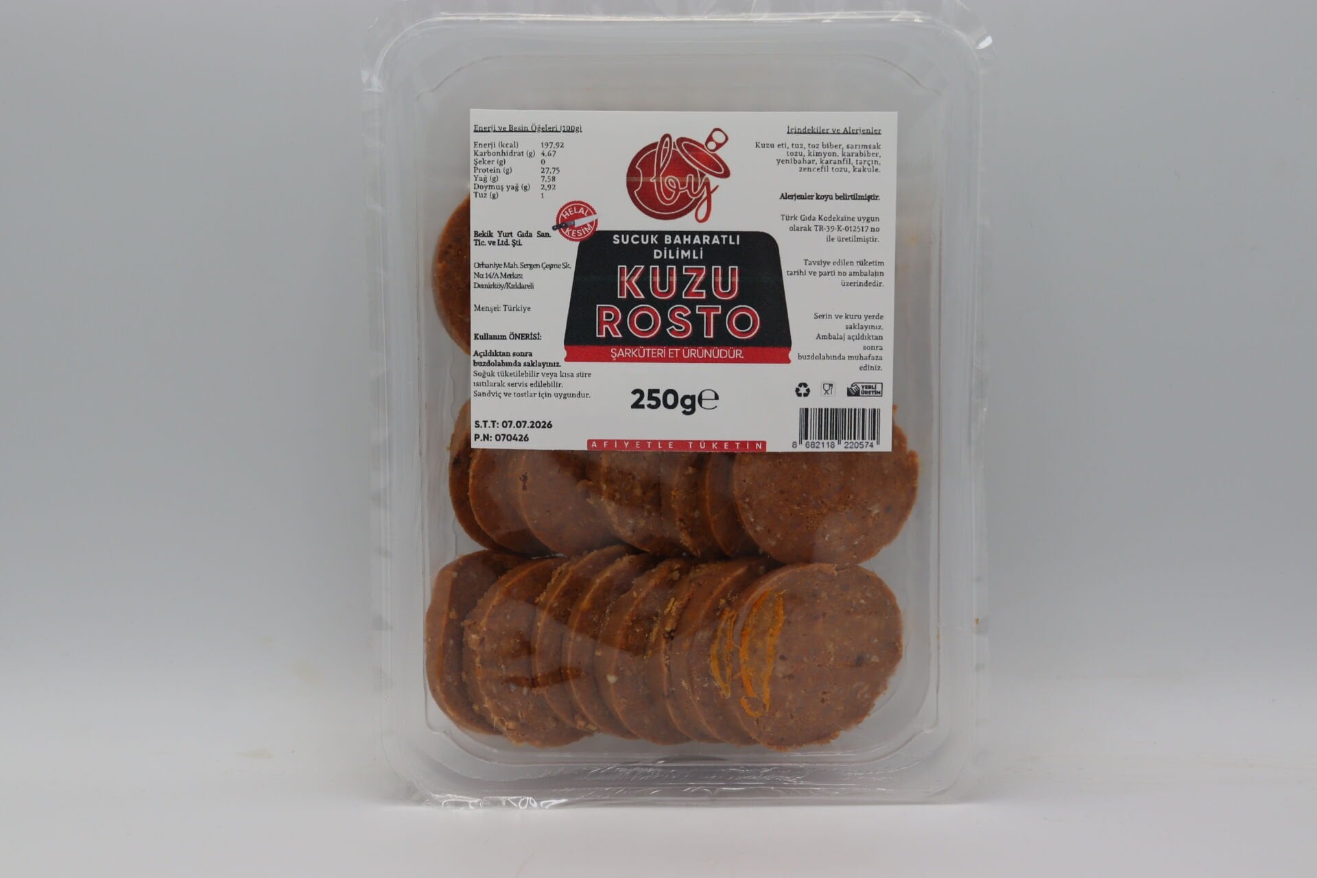 Sucuk Baharatlı Dilimli Kuzu Rosto 250g
