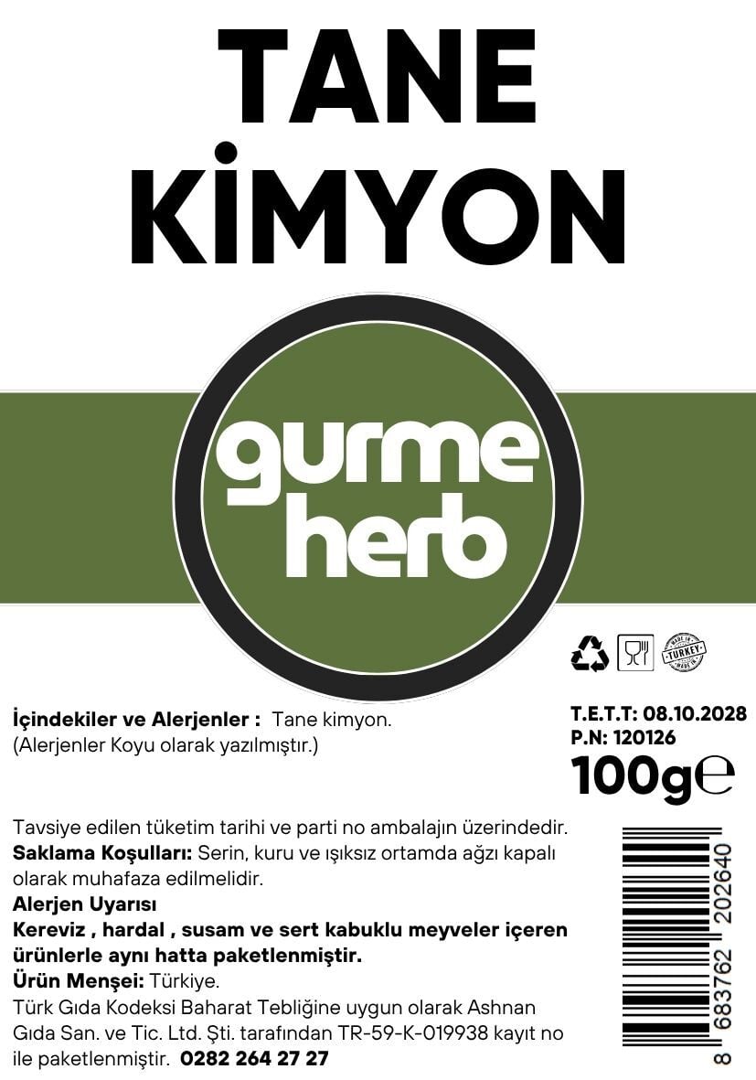 Tane Kimyon 100g (Gurmeherb)