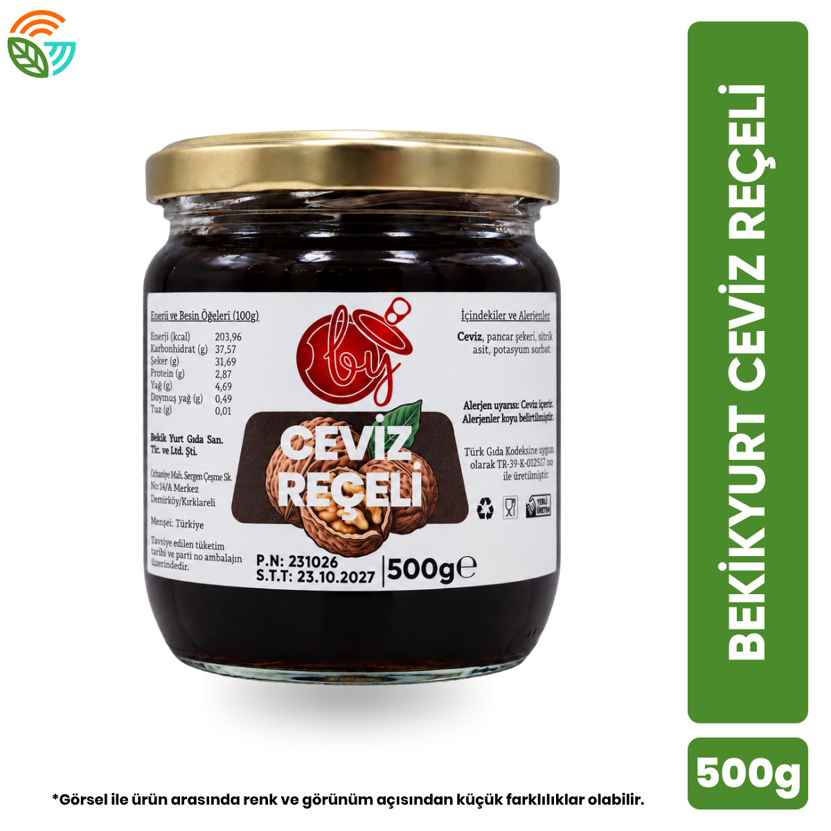 Bekikyurt Ceviz Reçeli 500g (Bütün Cevizli)