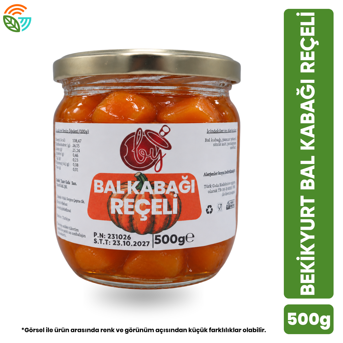 Bekikyurt Bal Kabağı Reçeli 500g