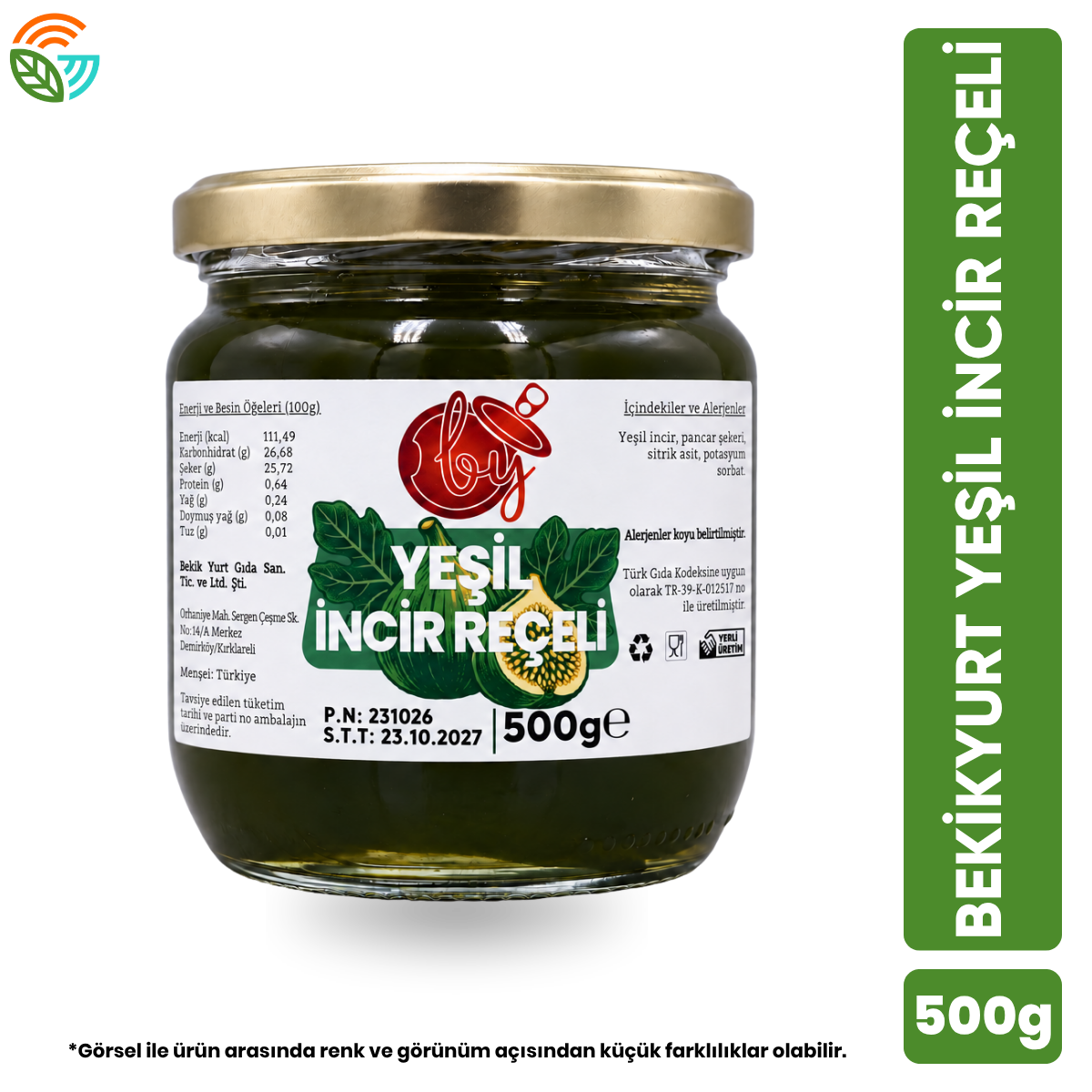 Bekikyurt Yeşil İncir Reçeli 500g