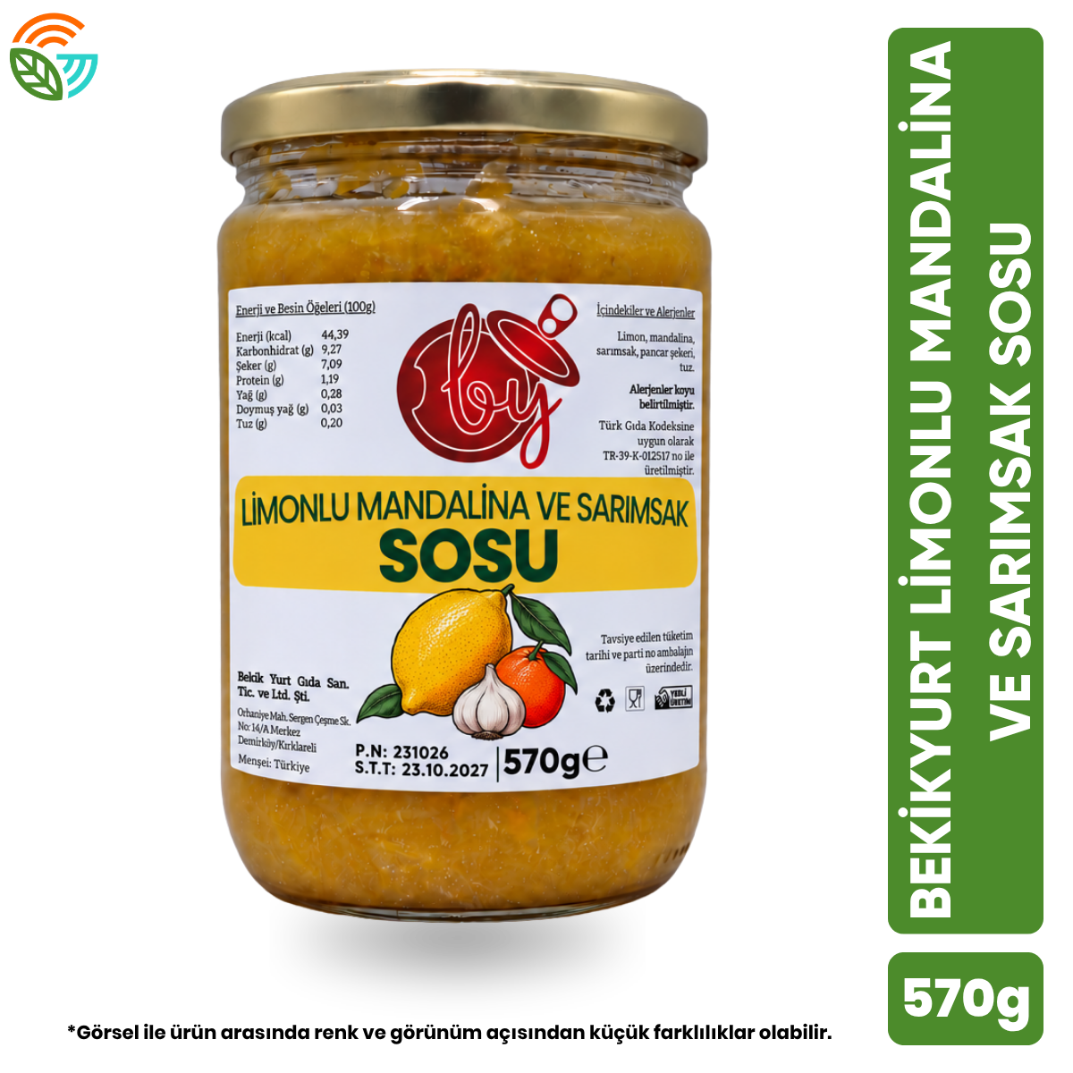 Bekikyurt Limonlu Sosu 570g( Mandalina ve Sarımsaklı)