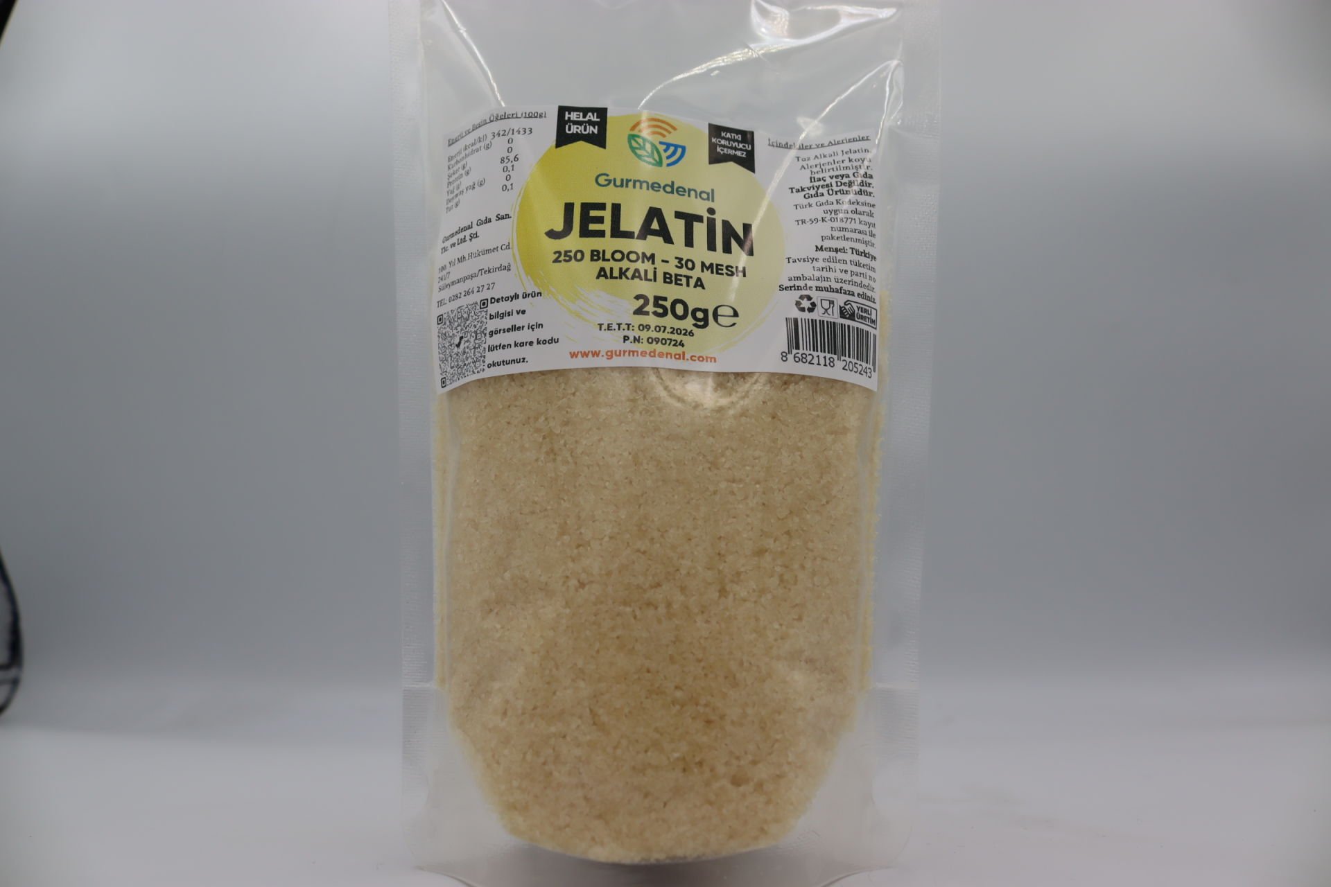 Sığır Jelatini Alkali Beta 250g (250 Bloom - 30 Mesh)