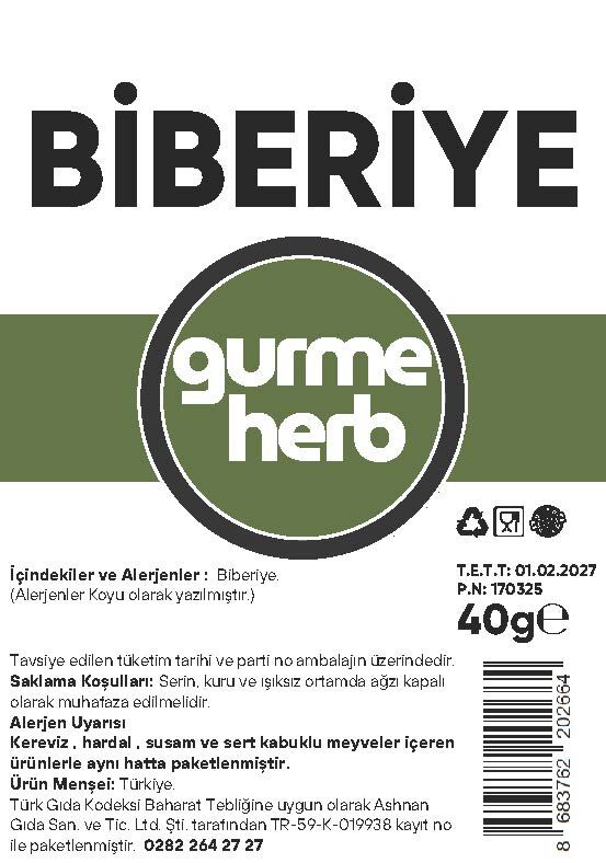 Biberiye 40g (Gurmeherb)