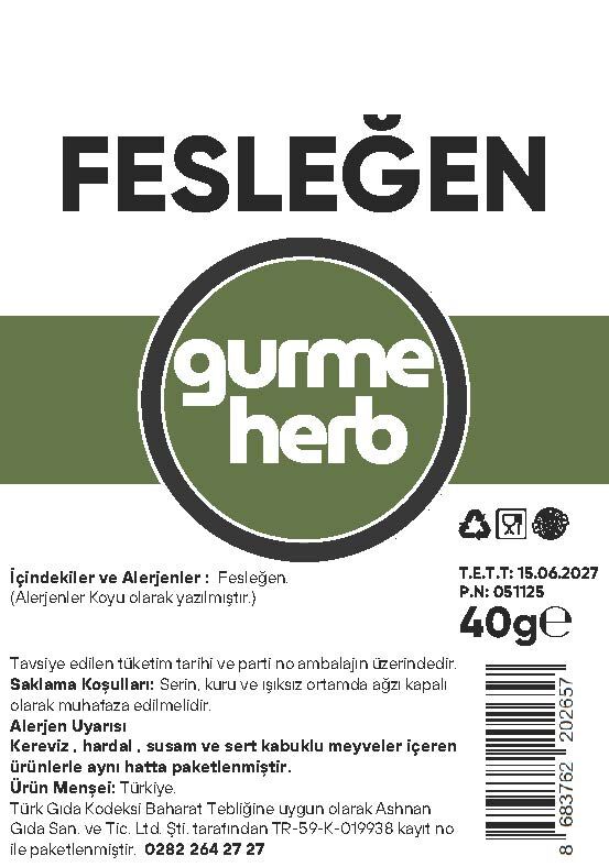 Fesleğen 40g (Gurmeherb)