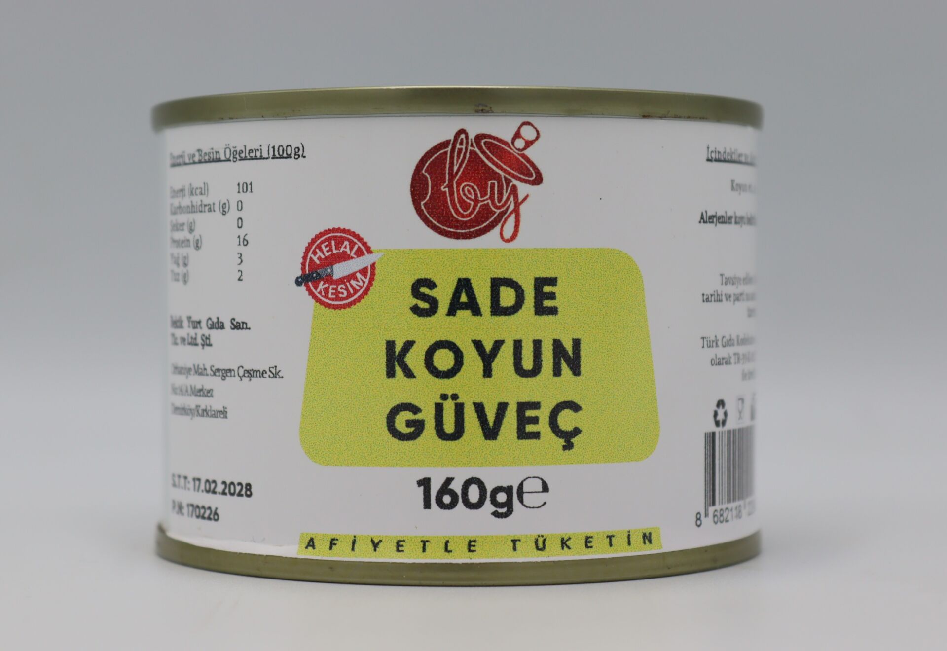 BekikYurt Sade Koyun Güveç 160g (Konservesi)